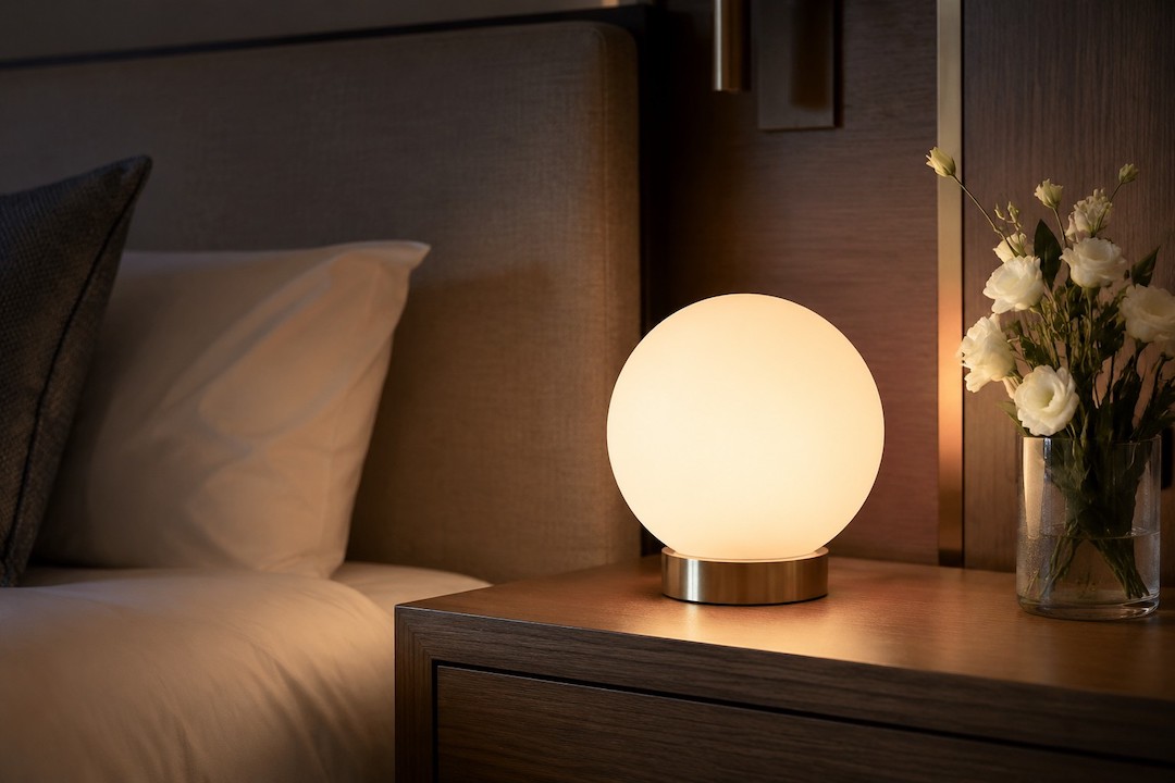 Opal Globe Rechargeable Lamp: The Perfect Addition to Hotel Bedside